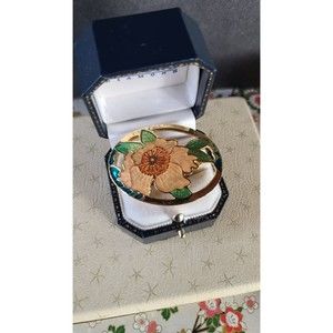 Vintage Cloisonne Cutout Floral Brooch